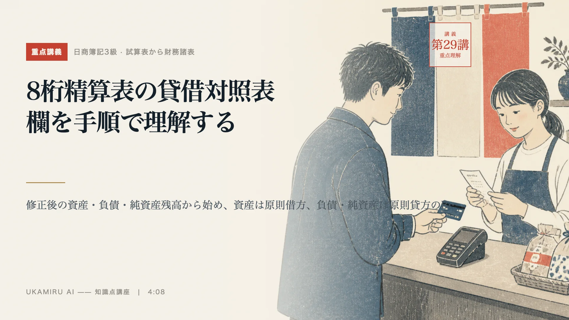 第29講「8桁精算表の貸借対照表欄を手順で理解する」の表紙