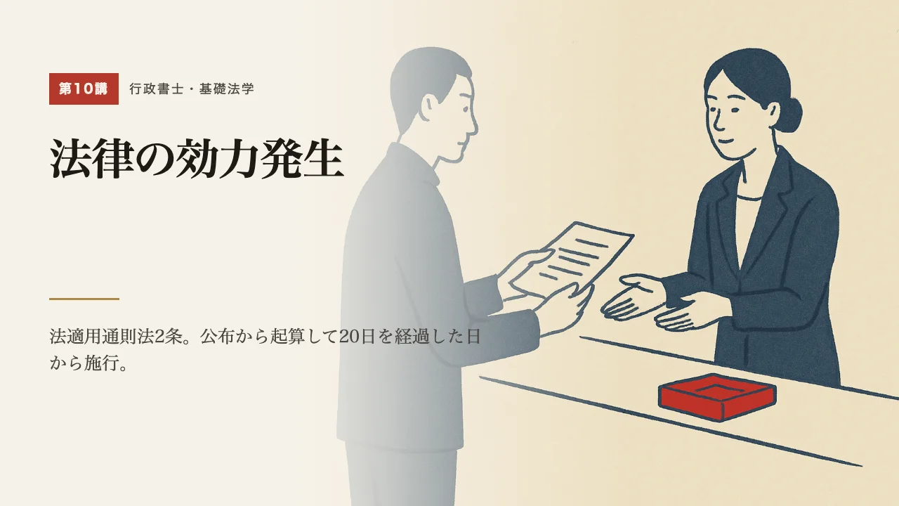 講義「法律の効力発生」の表紙